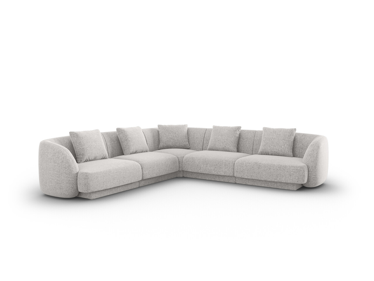 Coltar reversibil 5 locuri, Tulum, Cosmopolitan Design, 255x255x70 cm, tesatura chenille, gri deschis - imagine 6
